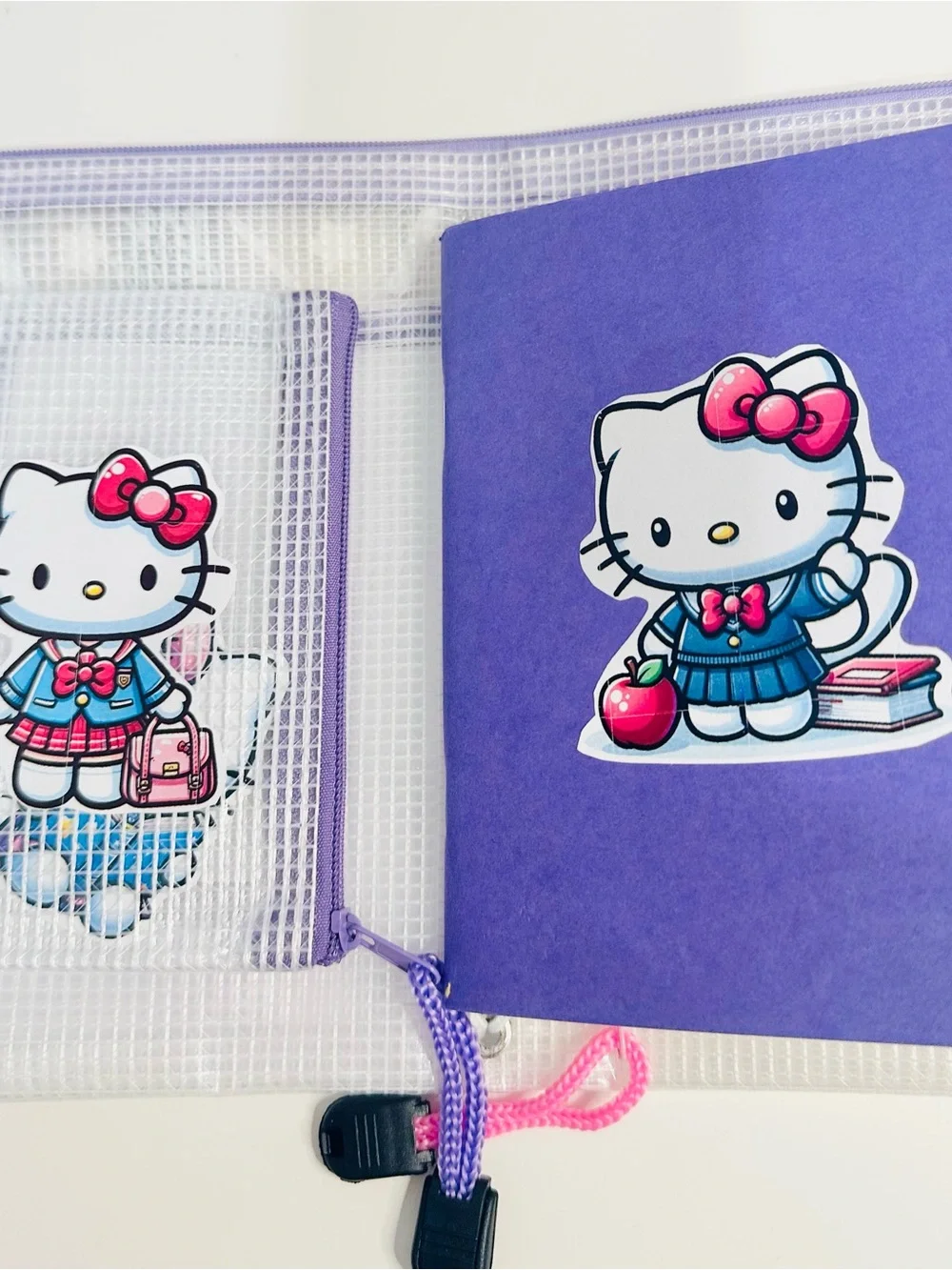 Hello Kitty Lilac Clear School Pencil Pouch with Charms added a paper clip charm